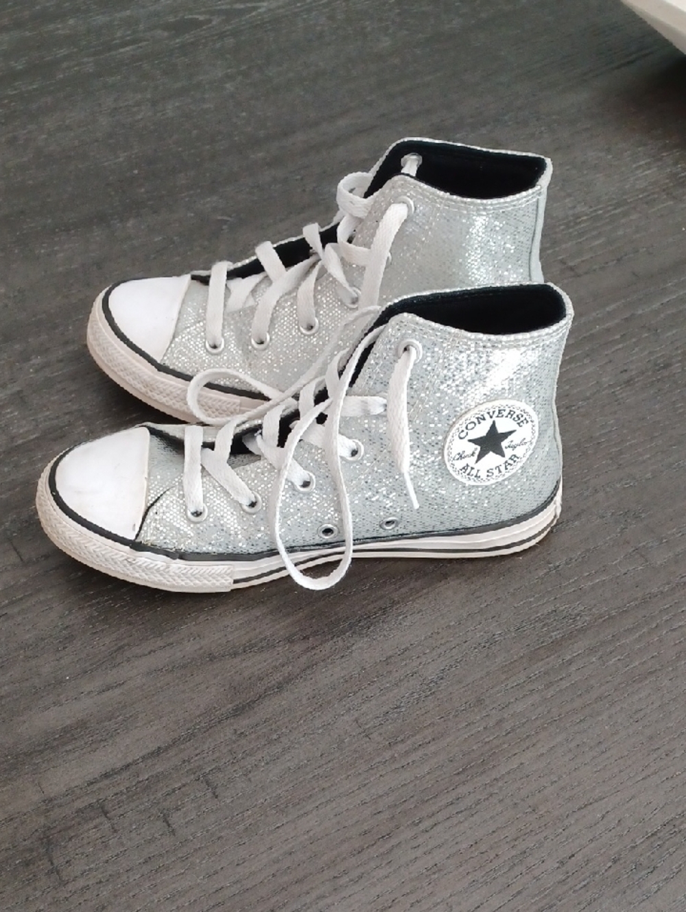 Converse Kids Silver Glitter High-Top Sneakers